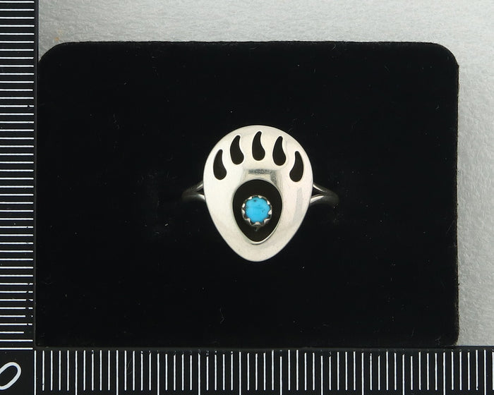 Navajo Paw Ring Sterling Silver Authentic Turquoise Handmade Size 7.75