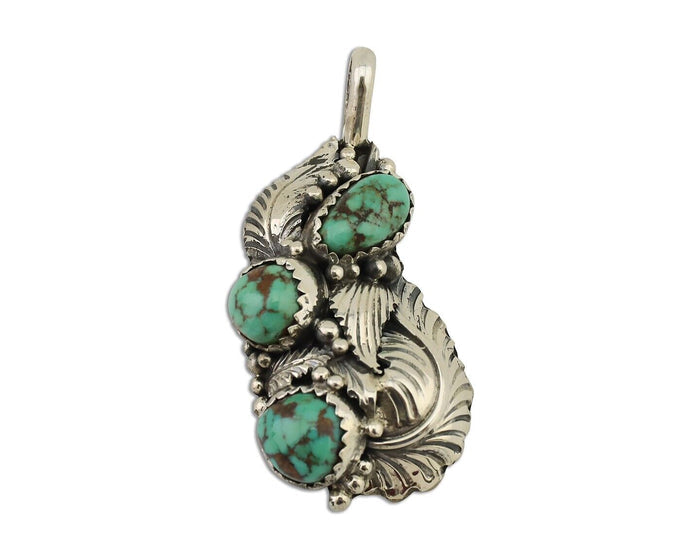 Navajo Pendant 925 Silver Natural Bisbee Turquoise Signed Tom Willeto C.80's