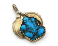 Navajo Pendant Sterling Silver & Gold Natural Blue Turquoise Authentic Native