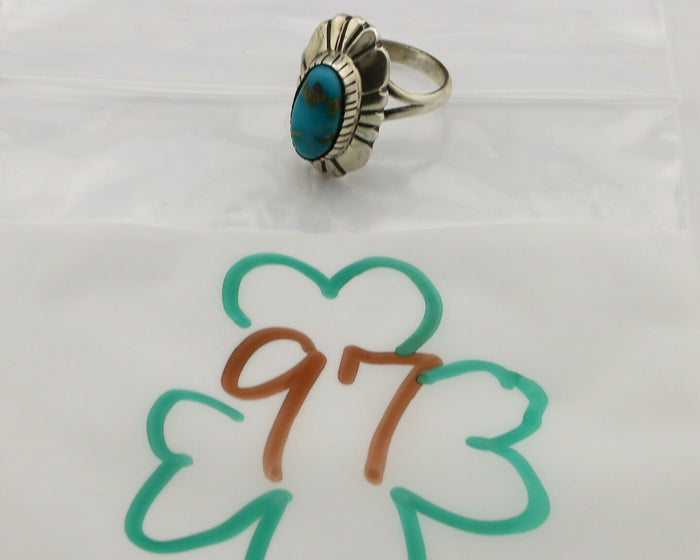 Navajo Ring .925 Silver Arizona Turquoise Signed M Montoya C.80's