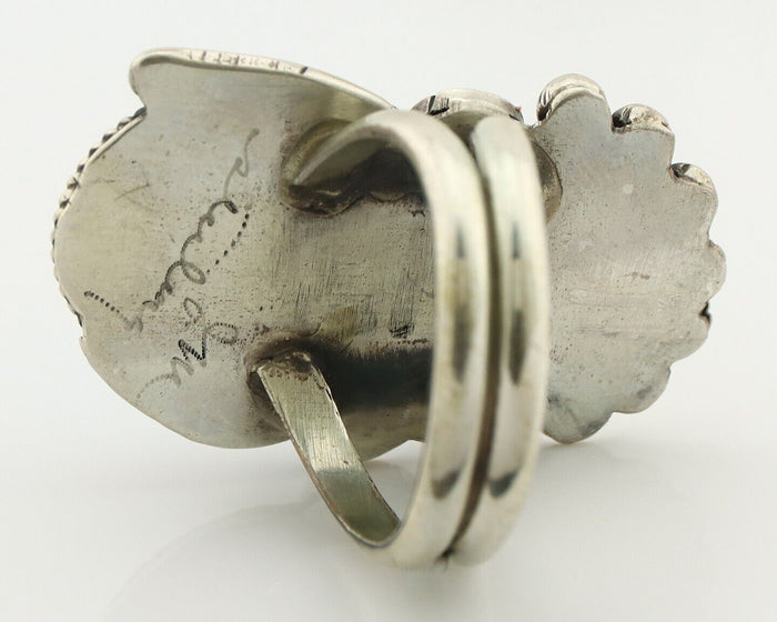 Navajo Ring 925 Silver Blue Turquiose & Coral Artist Signed Justin Morris C.80's