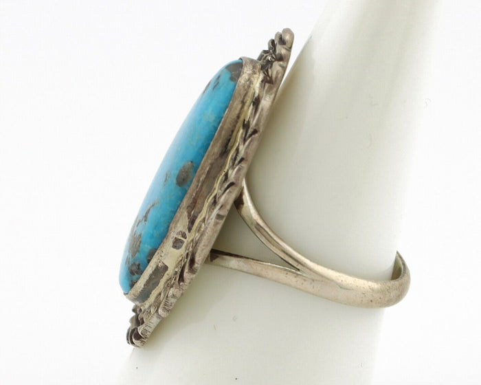 Navajo Ring 925 Silver Blue Turquoise Artist Signed Billy Eagle C.80s