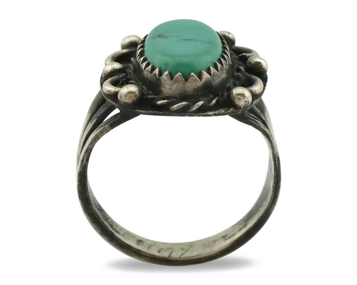 Navajo Ring .925 Silver Blue Turquoise Artist Signed F C.1980's