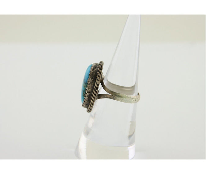 Navajo Ring 925 Silver Blue Turquoise Native American Artist C.80's