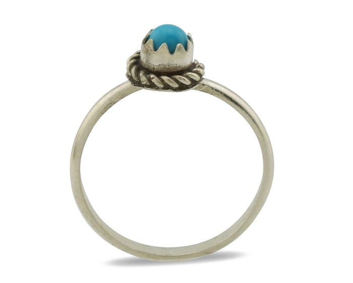 Navajo Ring .925 Silver Blue Turquoise Size 2.75 Native Artist C.1980s
