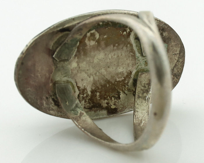 Navajo Ring .925 Silver Easter Blue Turquoise Native American Artist C.1980's