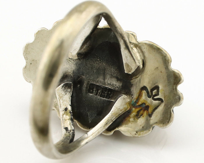 Navajo Ring .925 Silver Green Turquoise Artist Signed M Montoya C.80's