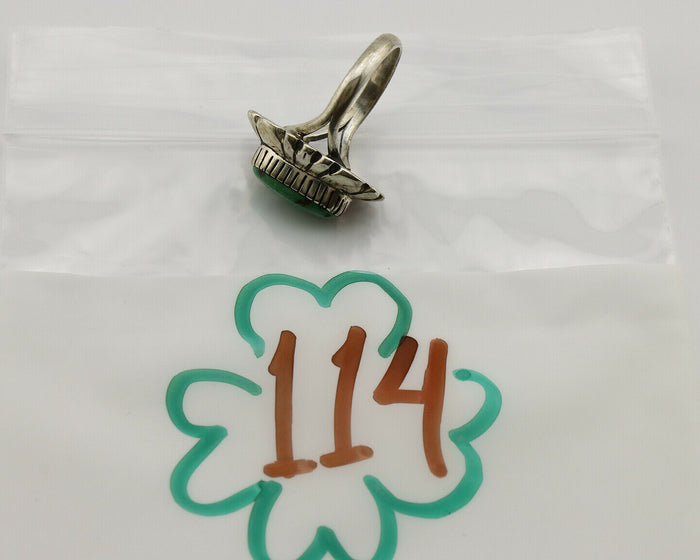 Navajo Ring .925 Silver Green Turquoise Artist Signed M Montoya C.80's
