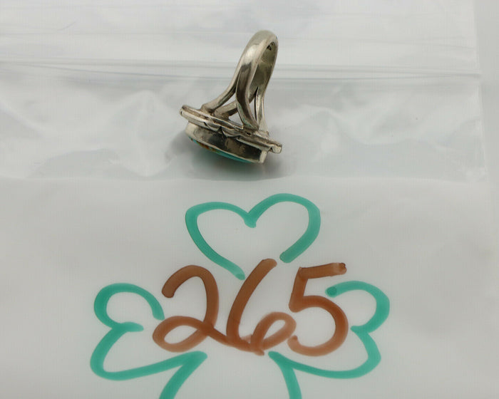 Navajo Ring .925 Silver Kingman Turquoise Artist Signed Gecko C.80's