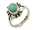 Navajo Ring .925 Silver Kingman Turquoise Artist Signed Gecko C.90's