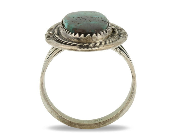 Navajo Ring .925 Silver Kingman Turquoise Native American Artist C.1980's