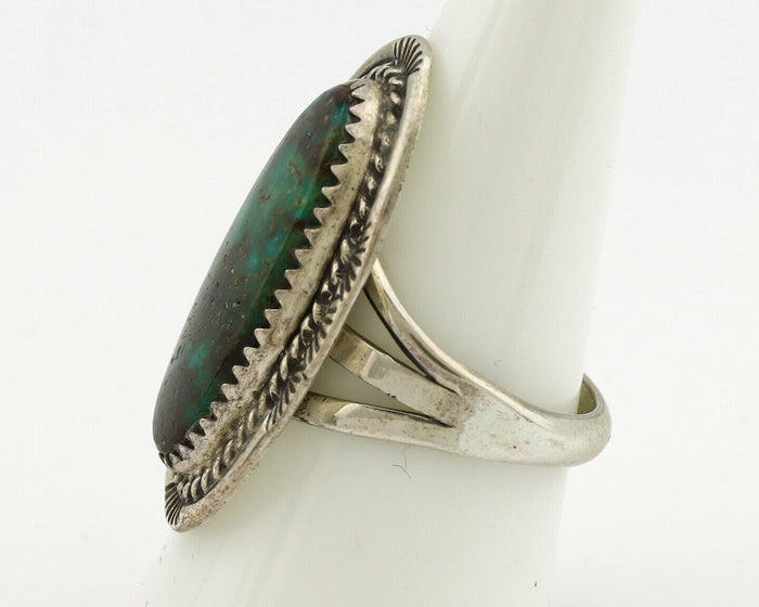 Navajo Ring .925 Silver Kingman Turquoise Native American Artist C.1980's