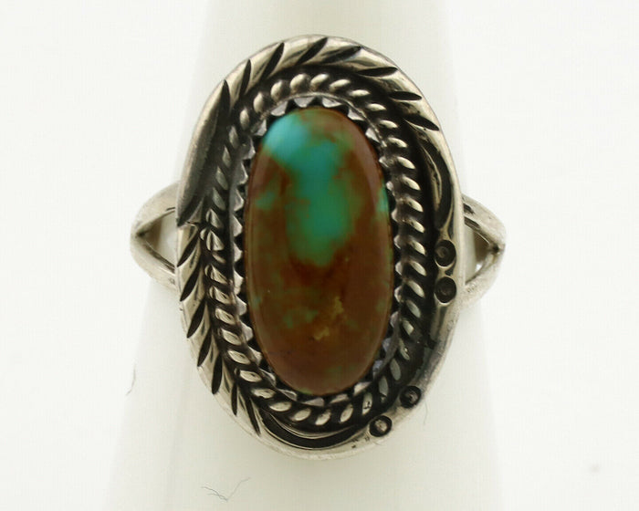 Navajo Ring .925 Silver Kingman Turquoise Native American Artist C.1980's