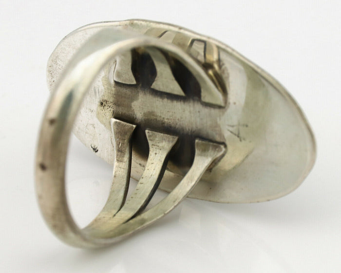 Navajo Ring .925 Silver Kingman Turquoise Native American Artist C.1980's