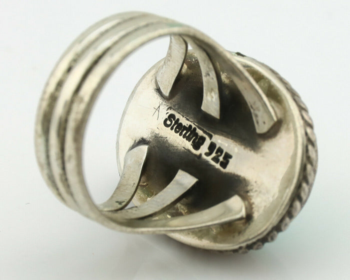 Navajo Ring .925 Silver Kingman Turquoise Native American Artist C.1980's