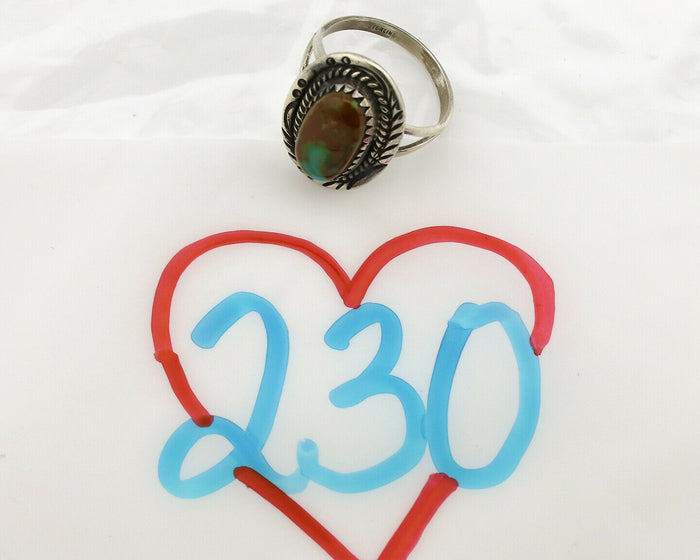 Navajo Ring .925 Silver Kingman Turquoise Native American Artist C.1980's