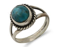 Navajo Ring 925 Silver Kingman Turquoise Native American Artist C.80's