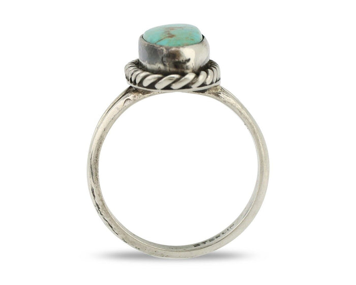 Navajo Ring 925 Silver Kingman Turquoise Native American Artist C.80's