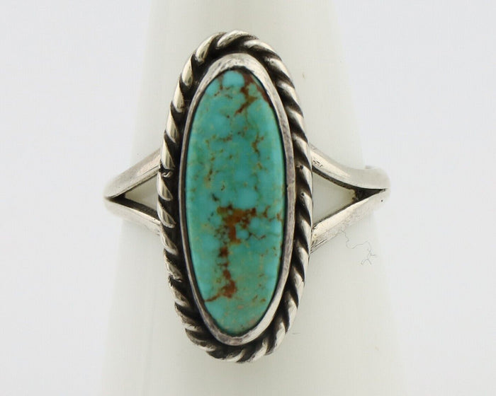 Navajo Ring 925 Silver Kingman Turquoise Native American Artist C.80's
