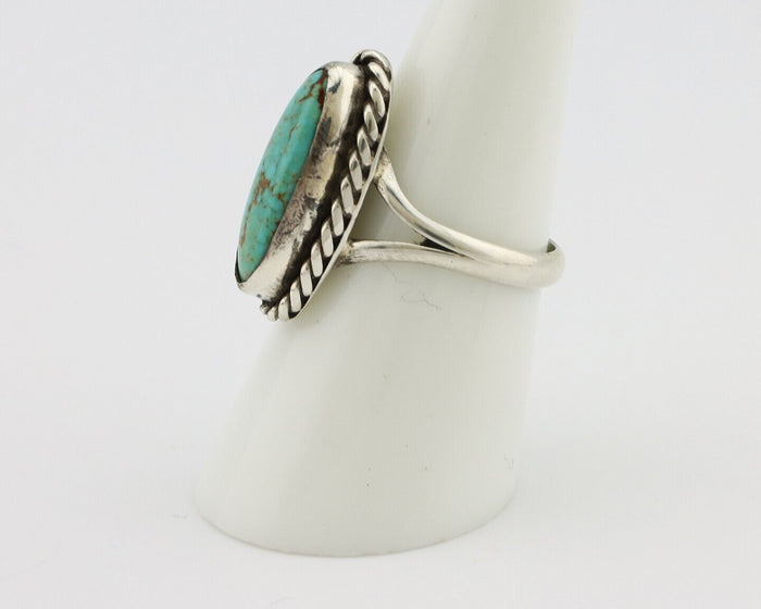 Navajo Ring 925 Silver Kingman Turquoise Native American Artist C.80's