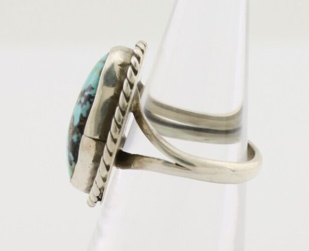 Navajo Ring 925 Silver Kingman Turquoise Native American Artist C.80's