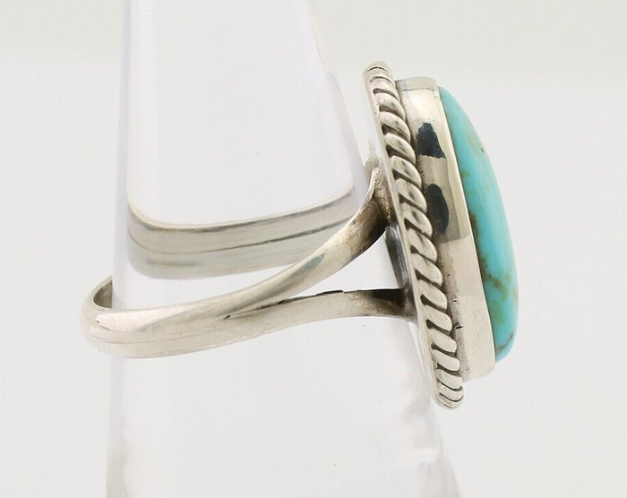 Navajo Ring 925 Silver Kingman Turquoise Native American Artist C.80's