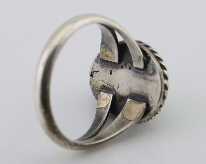 Navajo Ring 925 Silver Kingman Turquoise Native American Artist C.80's