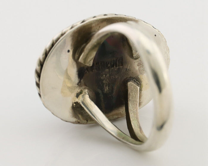 Navajo Ring 925 Silver Kingman Turquoise Native American Artist C.80's