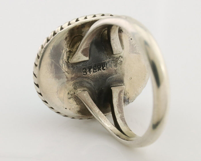 Navajo Ring 925 Silver Kingman Turquoise Native American Artist C.80's