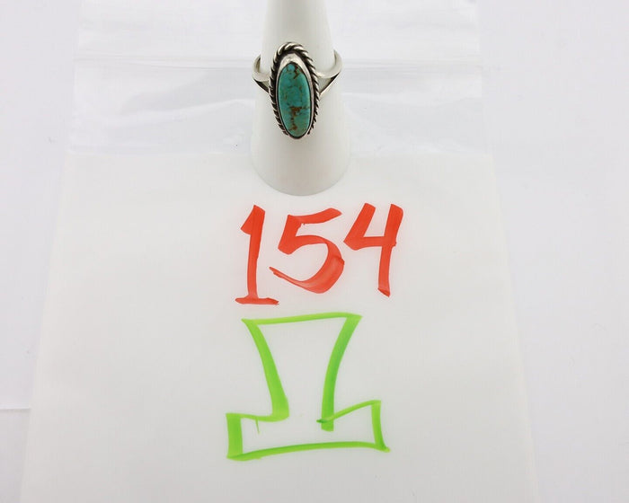 Navajo Ring 925 Silver Kingman Turquoise Native American Artist C.80's