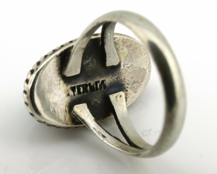 Navajo Ring .925 Silver Manassas Turquoise Artist Native American C.1980's