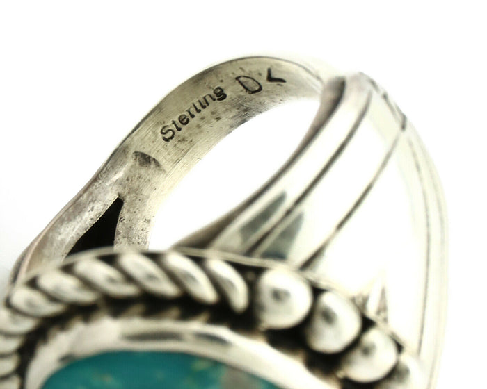Navajo Ring .925 Silver Morenci Turquoise Artist Signed DZ C.80's