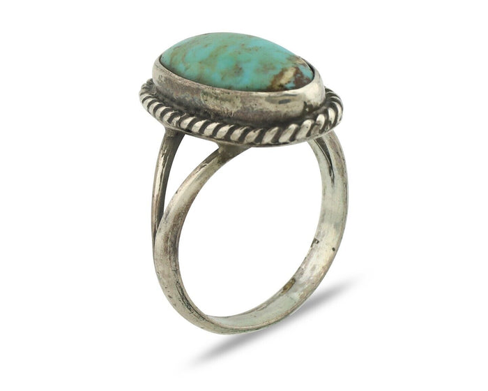 Navajo Ring 925 Silver Natural Blue Kingman Turquoise Native Artist C.80's