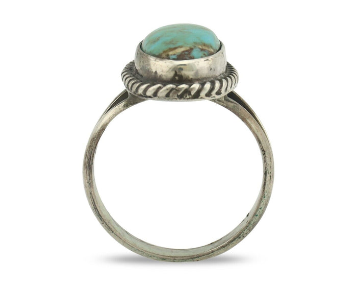 Navajo Ring 925 Silver Natural Blue Kingman Turquoise Native Artist C.80's