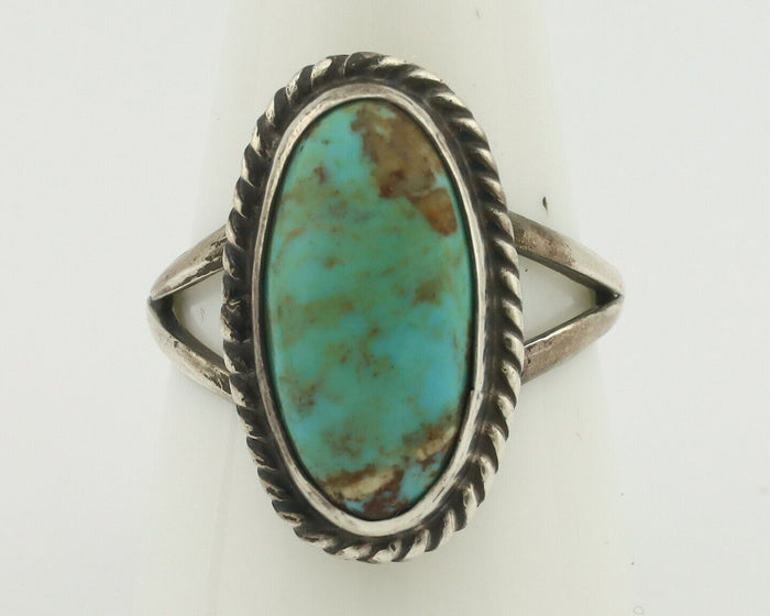 Navajo Ring 925 Silver Natural Blue Kingman Turquoise Native Artist C.80's