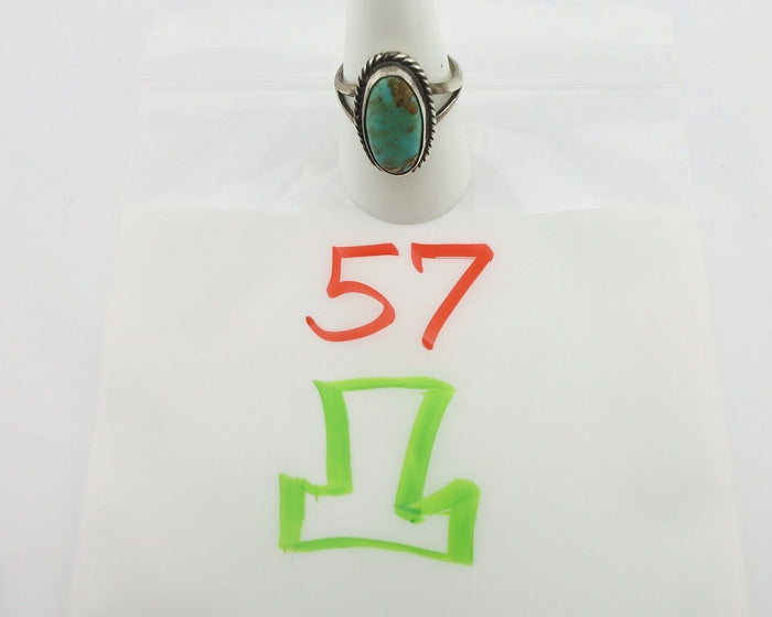 Navajo Ring 925 Silver Natural Blue Kingman Turquoise Native Artist C.80's