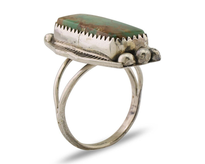 Navajo Ring 925 Silver Natural Blue Turquoise Artist Signed Doug Zachary C.80's