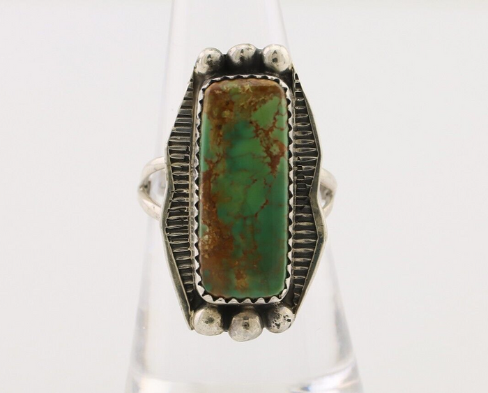 Navajo Ring 925 Silver Natural Blue Turquoise Artist Signed Doug Zachary C.80's