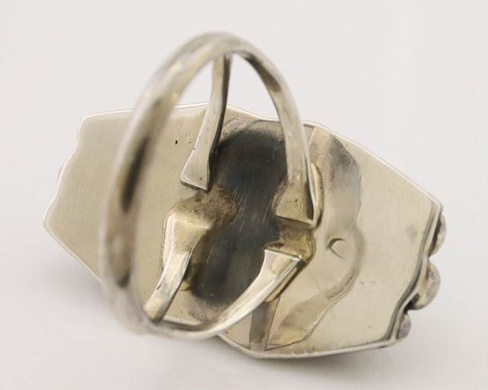 Navajo Ring 925 Silver Natural Blue Turquoise Artist Signed Doug Zachary C.80's