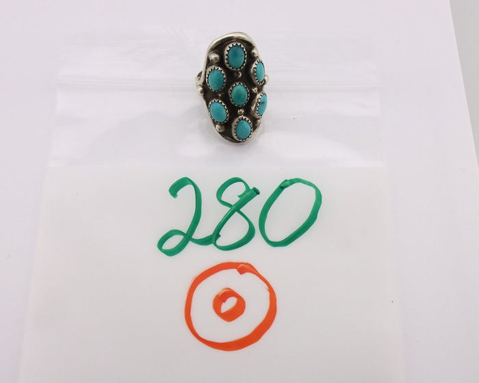 Navajo Ring .925 Silver Natural Blue Turquoise Artist Signed L Henderson C.80's