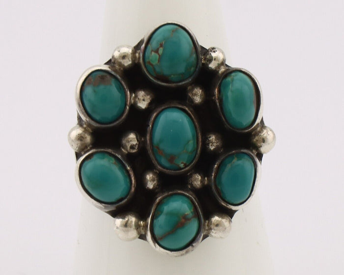 Navajo Ring .925 Silver Natural Blue Turquoise Artist Signed LP C.80's