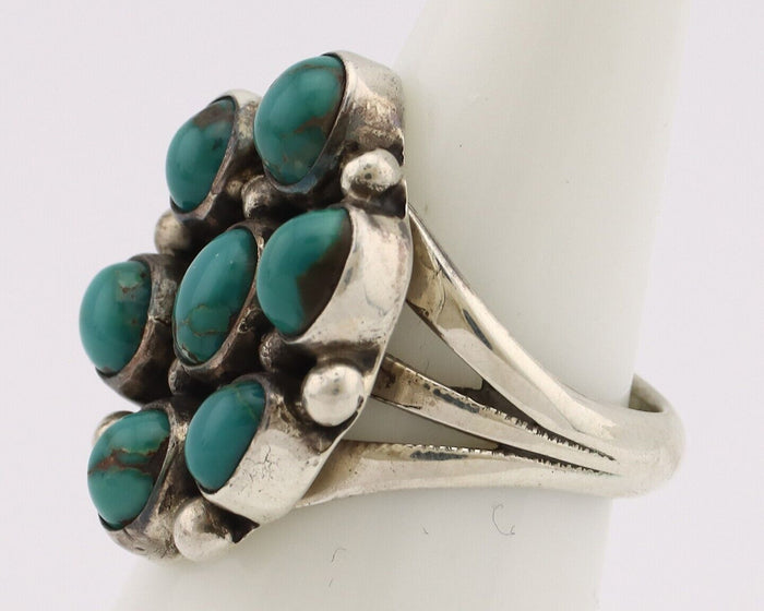 Navajo Ring .925 Silver Natural Blue Turquoise Artist Signed LP C.80's
