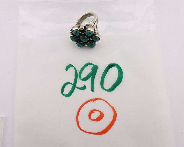 Navajo Ring .925 Silver Natural Blue Turquoise Artist Signed LP C.80's