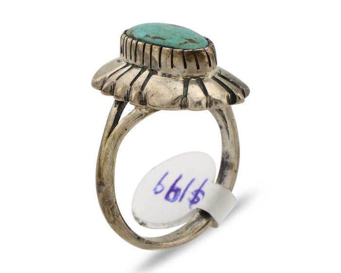 Navajo Ring 925 Silver Natural Blue Turquoise Artist Signed M Montoya C.80's