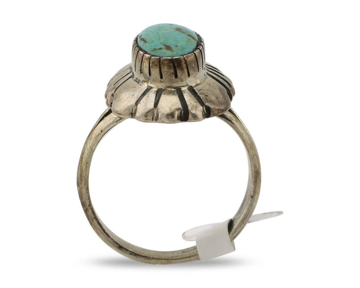 Navajo Ring 925 Silver Natural Blue Turquoise Artist Signed M Montoya C.80's