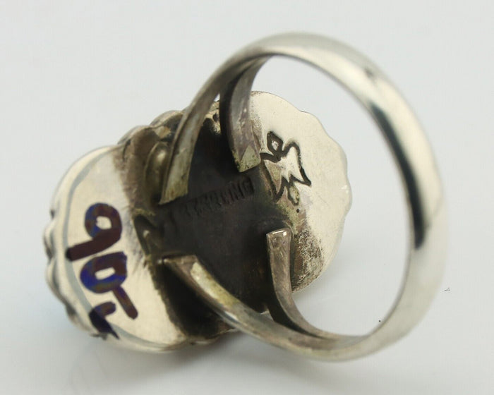 Navajo Ring 925 Silver Natural Blue Turquoise Artist Signed M Montoya C.80's
