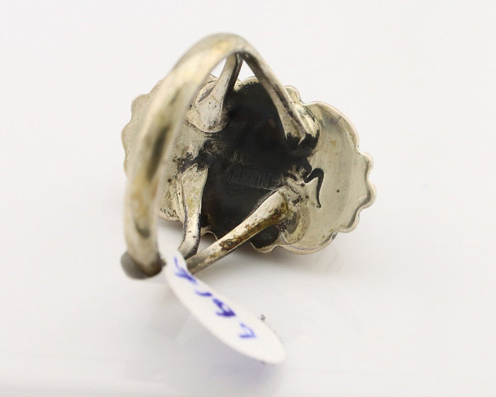 Navajo Ring 925 Silver Natural Blue Turquoise Artist Signed M Montoya C.80's