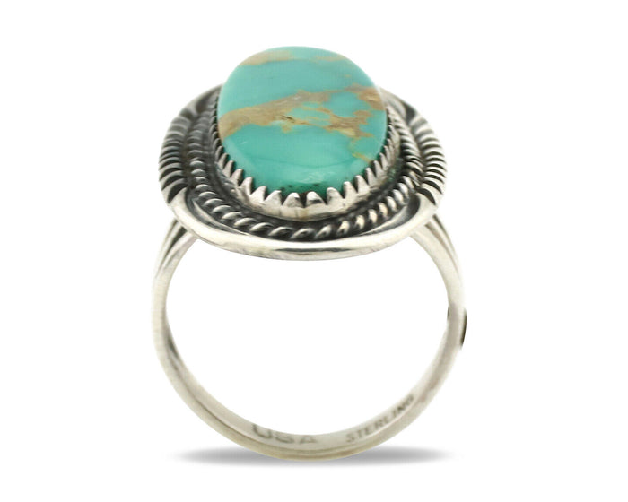 Navajo Ring 925 Silver Natural Blue Turquoise Artist Signed USA C.80's