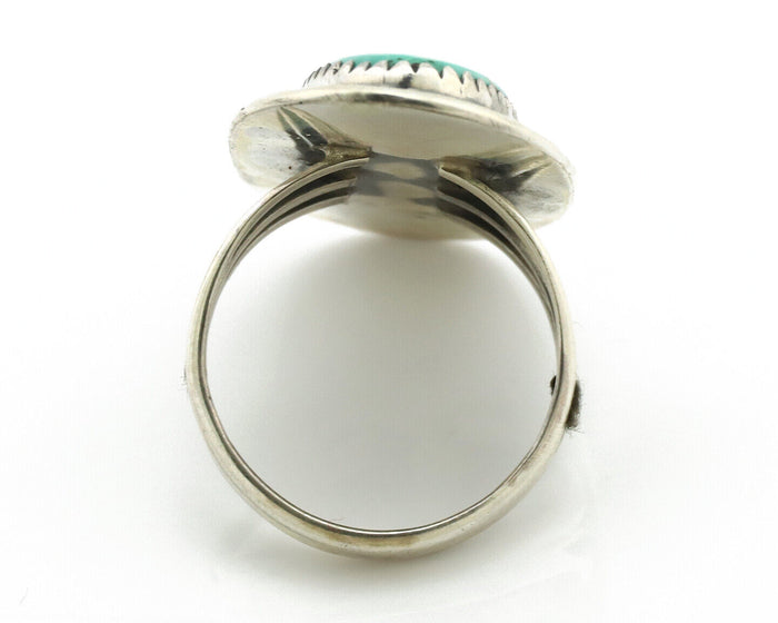 Navajo Ring 925 Silver Natural Blue Turquoise Artist Signed USA C.80's