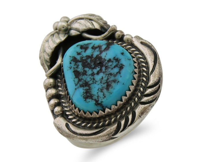 Navajo Ring 925 Silver Natural Blue Turquoise Native American Artist C.80's